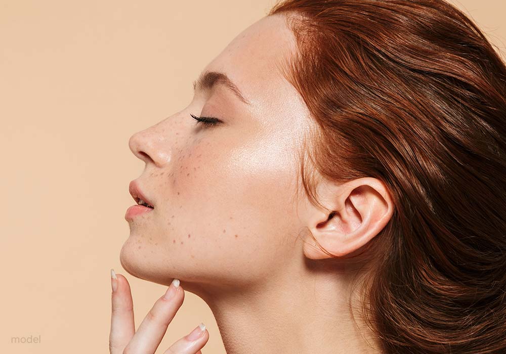 Young woman's face in profile