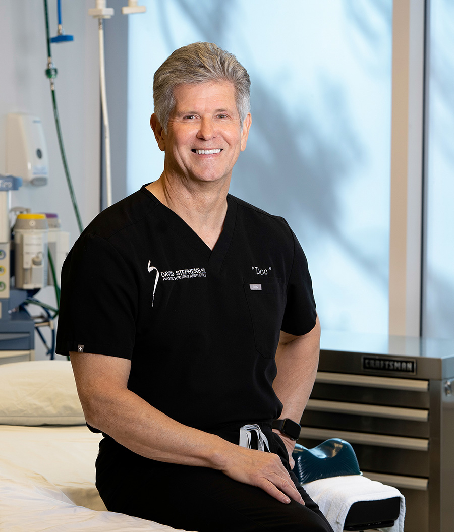 Dr. Stephens in the OR wearing scrubs