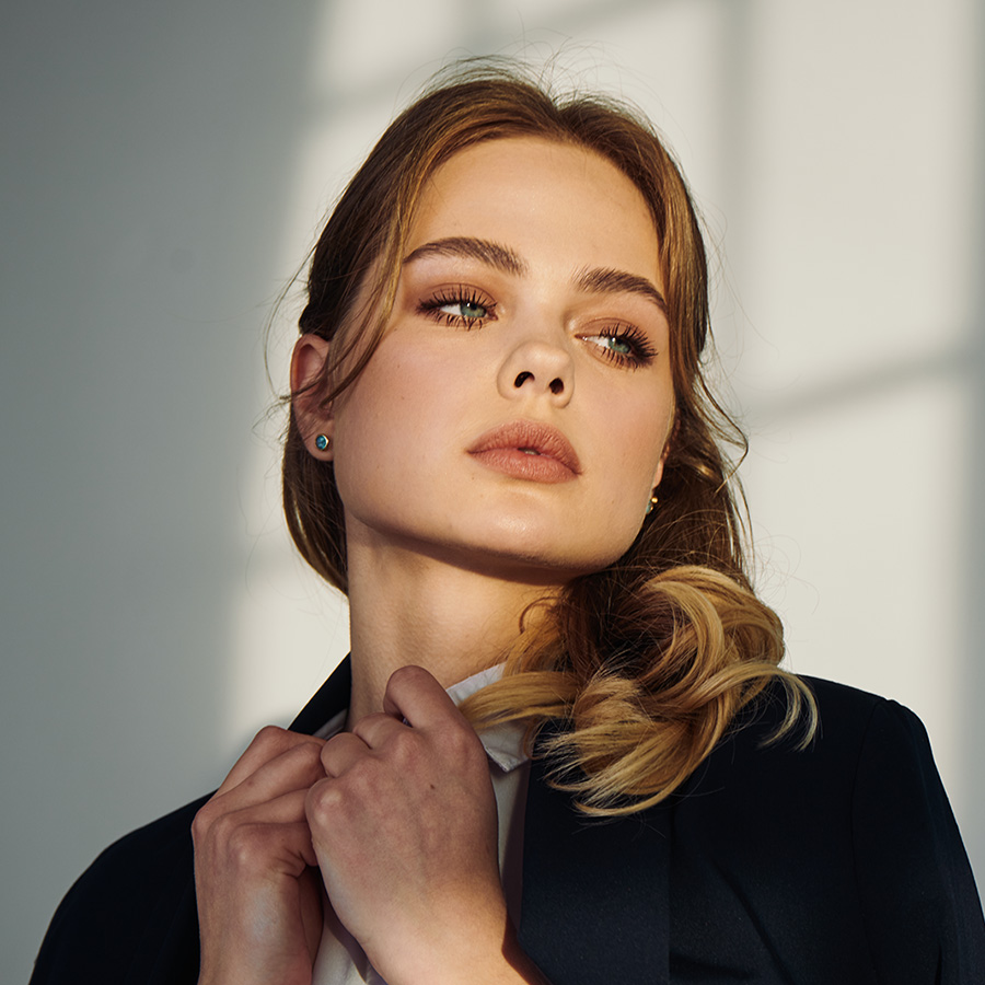 Beautiful woman with green eyes